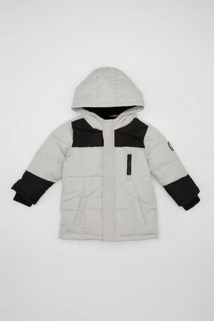 DEFACTO Baby Boy Water Repellent Ribbed Sleeve Hooded Coat