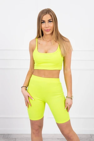 Set of high-waisted trousers in yellow neon colour