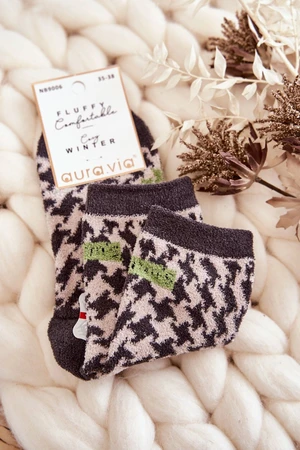 Women's warm socks with vertical patterns of gray and green