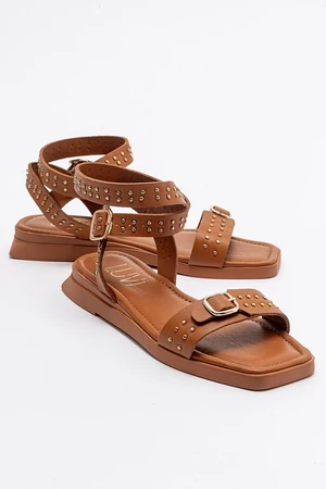 LuviShoes CARRIL Camel Genuine Leather Women Sandals