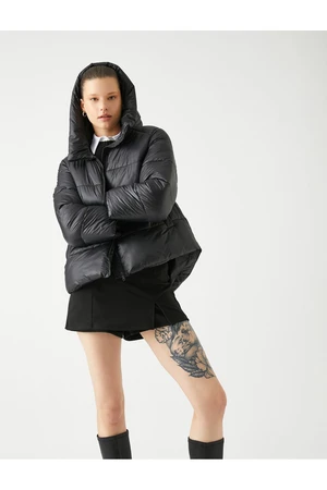 Koton Puffer Jacket with Hooded Zipper Pocket Detail