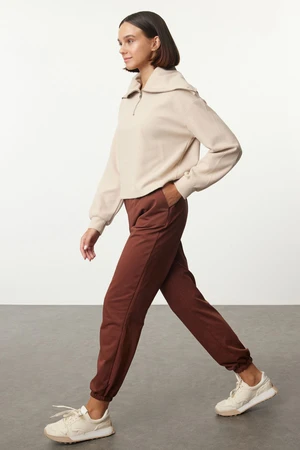 Trendyol Brown Loose Jogger Thin Knitted Sweatpants