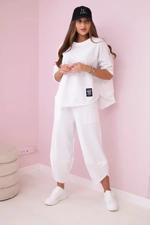 Punto ecru sweatshirt and trouser set