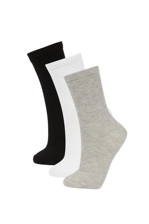 DEFACTO Women's 3-Piece Cotton Long Socks