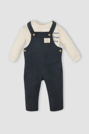 DEFACTO Baby Boy 2-Piece Set Crew Neck Printed T-Shirt Overalls