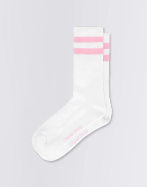 Organic Basics Core Stripe Crew Socks 2-pack White / Soft Pink 43-46