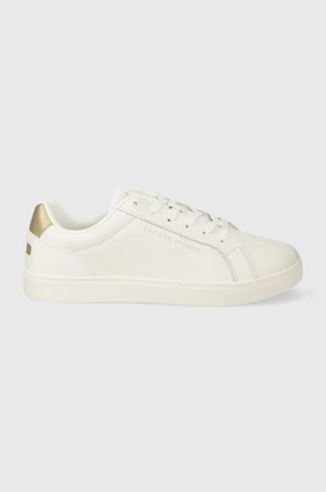 Kožené sneakers boty Tommy Hilfiger ESSENTIAL CUPSOLE SNEAKER GOLD bílá barva, FW0FW07869