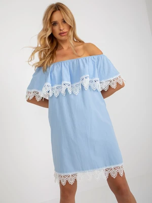 Light blue women's Spanish dress with frills