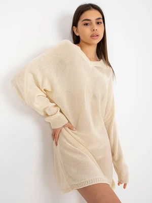 Light beige loose knit dress for summer