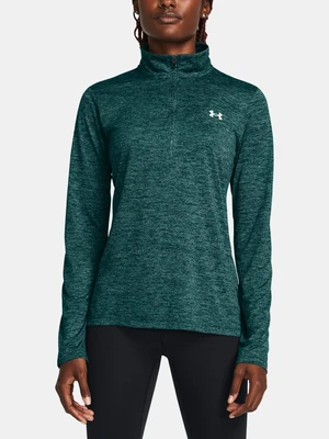 Tmavozelené športové tričko Under Armour Tech 1/2 Zip-Twist