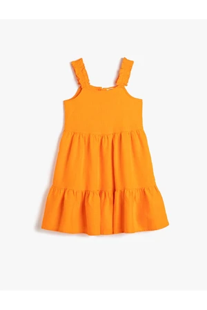 Koton Girls' Plain Orange Long Dress 3skg80075aw