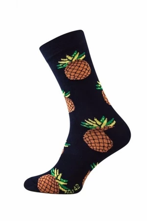 Sesto Senso Finest Cotton ananas Ponožky 39-42 tmavě modrá/vzor