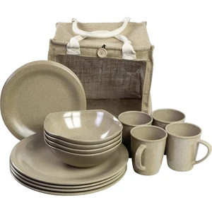 Highlander kempingové riady  Picknick-Set recycle 16-teilig 1 sada CP205 bambus