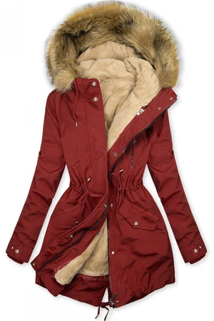 Parkajacke mit abnehmbarem Teddy-Futter braunrot