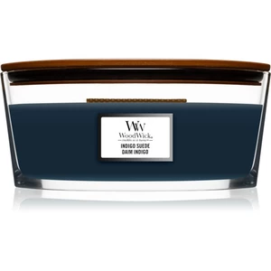 Woodwick Indigo Suede vonná svíčka s dřevěným knotem (hearthwick) 453,6 g