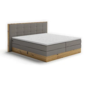 Postel Boxspring Frederic 180x200, šedá,dub vč.matrace,topperu,ÚP