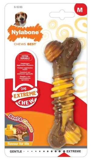 Nylabone Healthy Edibles Extreme Chew Texture Bone Steak&Cheese M