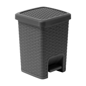 Sivý kúpeľňový pedálový kôš Addis Rattan Pedal Bin Charcoal, 5 l