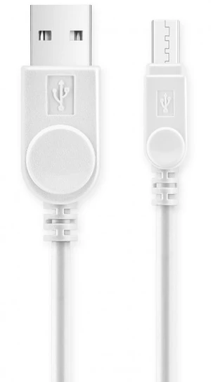 Datový kabel USB ALIGATOR s prodlouženým microUSB konektorem, originální, bílá