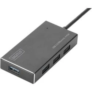 USB 3.0 hub Digitus DA-70240-1, 4 porty, kovový ukazatel, 14 mm, černá