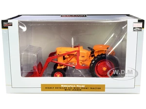 Minneapolis Moline 445 Wide Front Tractor with Loader Orange and Red "Classic Series" 1/16 Diecast Model by SpecCast