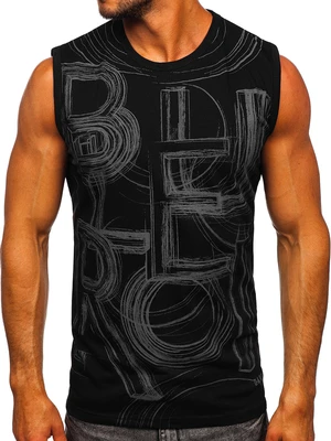 Černo-grafitové pánské tílko s potiskem tank top Bolf 14818