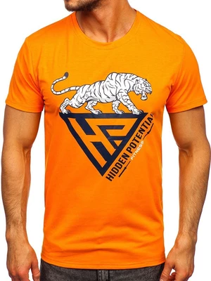 Oranžové pánské tričko s potiskem Bolf Y70013