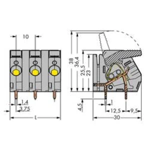 Pružinová svorkovnice WAGO 2706-259, 6.00 mm², Pólů 9, šedá, 10 ks