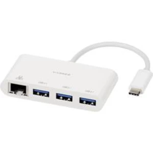 USB-C™ (USB 3.1) Multiport hub Vivanco CC UC UA3RJ45, bílá