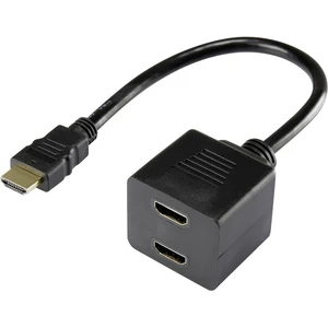 Renkforce RF-4212177 HDMI Y adaptér [1x HDMI zástrčka - 2x HDMI zásuvka] čierna pozlátené kontakty 20.00 cm