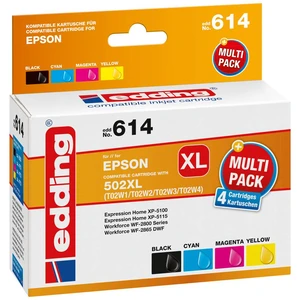 Edding Ink cartridge náhradný Epson 502XL /T02W1/T02W2/T02W3/T02W4 kompatibilná kombinované balenie čierna, zelenomodrá,