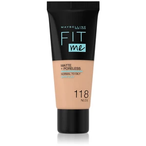 MAYBELLINE NEW YORK Fit Me! Matte+Poreless zmatňujúci make-up pre normálnu až mastnú pleť odtieň 118 Nude 30 ml