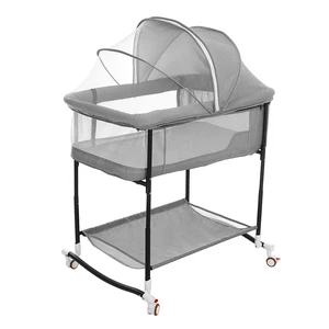 4-In-1 Infant Bedside Crib Portable Baby Sleeper Adjustable Height Stitching Big Bed for 0-36 Months Children