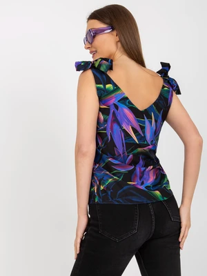 Black-violet top with RUE PARIS prints