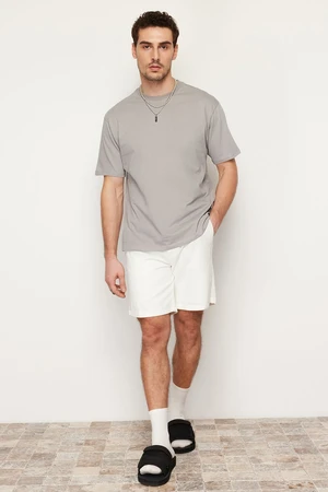 Trendyol Grey Oversize/Wide Cut Basic 100% Cotton T-Shirt