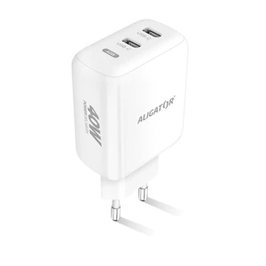 Nabíjačka Aligator, 2x USB-C, 40W, biela