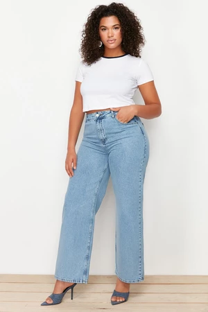 Trendyol Curve Light Blue High Waist Wide Cut Jeans