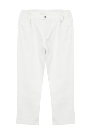 Trendyol White Regular Fit Gabardine Woven Trousers