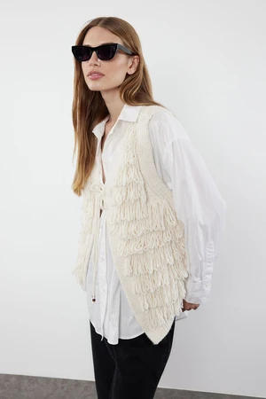 Trendyol Ecru Regular Tassel Detailed Vest