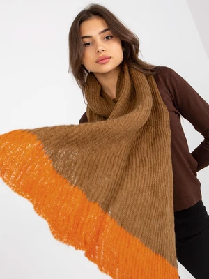 Women's camel and orange knitted scarf