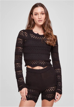 Women's crochet knitted sweater black