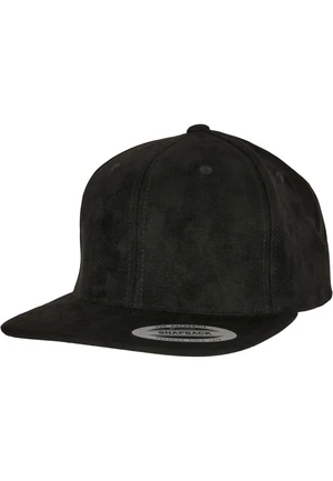 Suede Leather Snapback Black