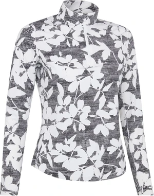 Callaway Womens Textured Abstract Print Long Sleeve Top Caviar S Pulóver