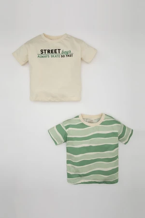 DEFACTO Baby Boy Crew Neck Striped 2-Pack Short Sleeve T-Shirt