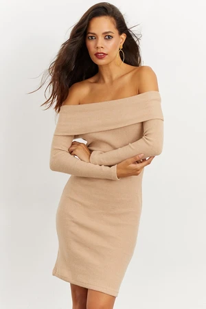 Cool & Sexy Women Camel Madonna Collar Camisole Dress CG272