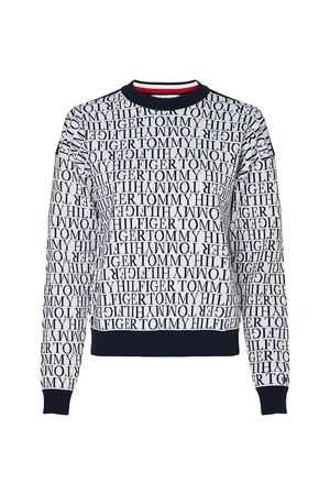 Tommy Hilfiger Sveter - NESSY SCRIPT AOJ C-NK SWT LS biely