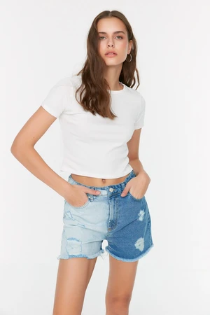 Trendyol Shorts - Blue - Normal Waist