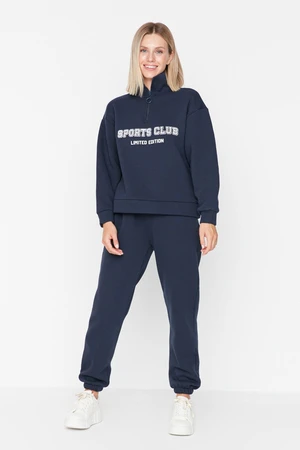 Trendyol Navy Blue Loose Jogger Fleece Inside Knitted Sweatpants