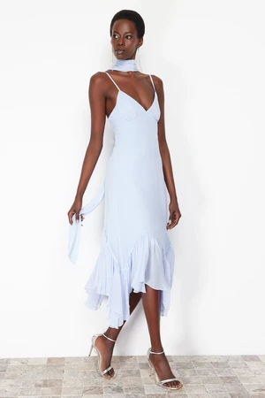 Trendyol Light Blue A-Line Ruffled Woven Dress