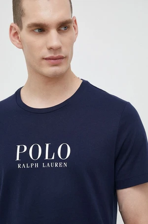 Bavlnené pyžamové tričko Polo Ralph Lauren tmavomodrá farba,s potlačou,714899613